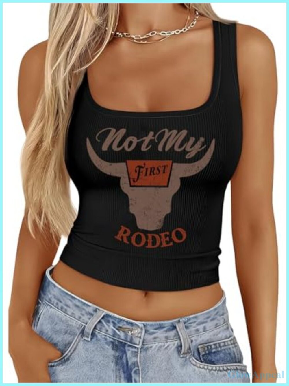 Women's Western Sleeveless Crop Tank Top Cotton Blend Racerback Rodeo Concert